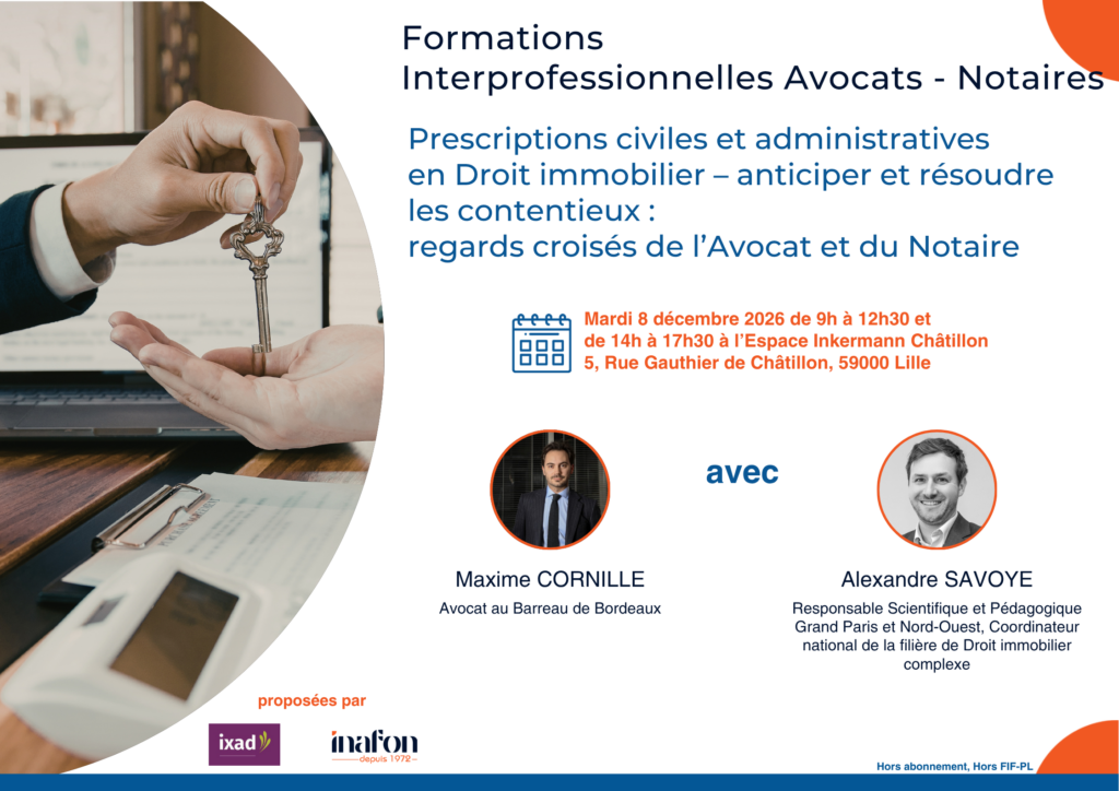 Nos formations en Droit immobilier – Deux dates